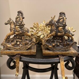 Gold and Brown Santa Claus Stocking Holders